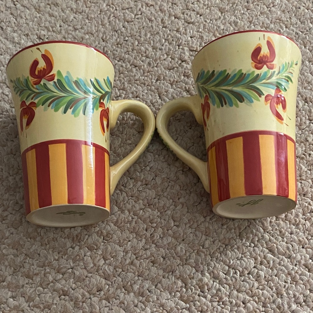 2 Vintage Gail Pittman Hand Painted coffee mugs Siena  Garland Pattern - Picture 10 of 17